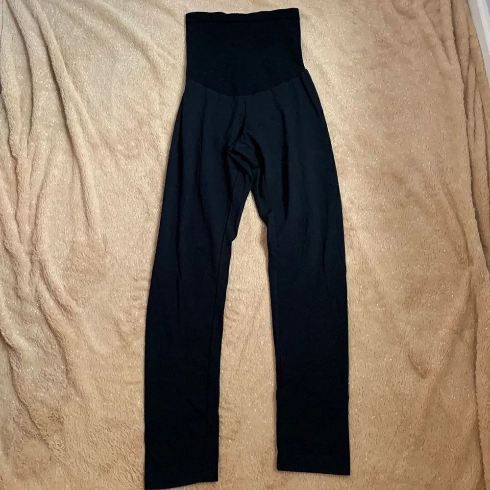 Motherhood Maternity Full Panel Stretch Cotton Leggings Pants Black M